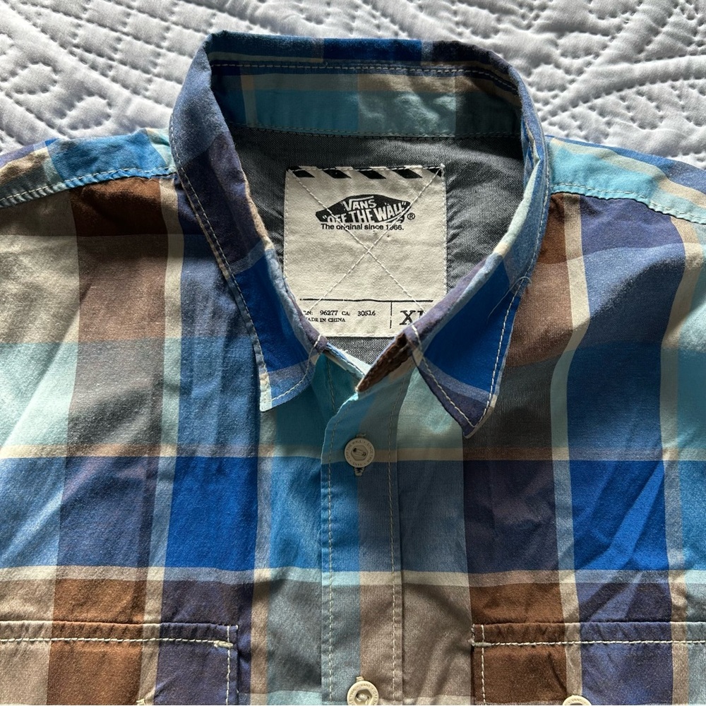 Vans Blue and Brown Checkered Shirt